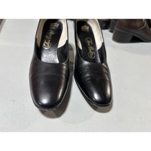 Thos Cort Ltd. black leather shoes pumps heels, vintage, sz. 7.5 AAA‎